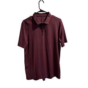 Lululemon Men's Short Sleeve Polo Shirt Burgundy Athleisure Size Large